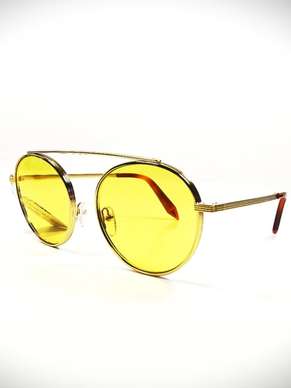 VICTORIA BECKHAM Cati VBS137 Gold Round Frame Yellow Lens Sunglasses 54-18-130
